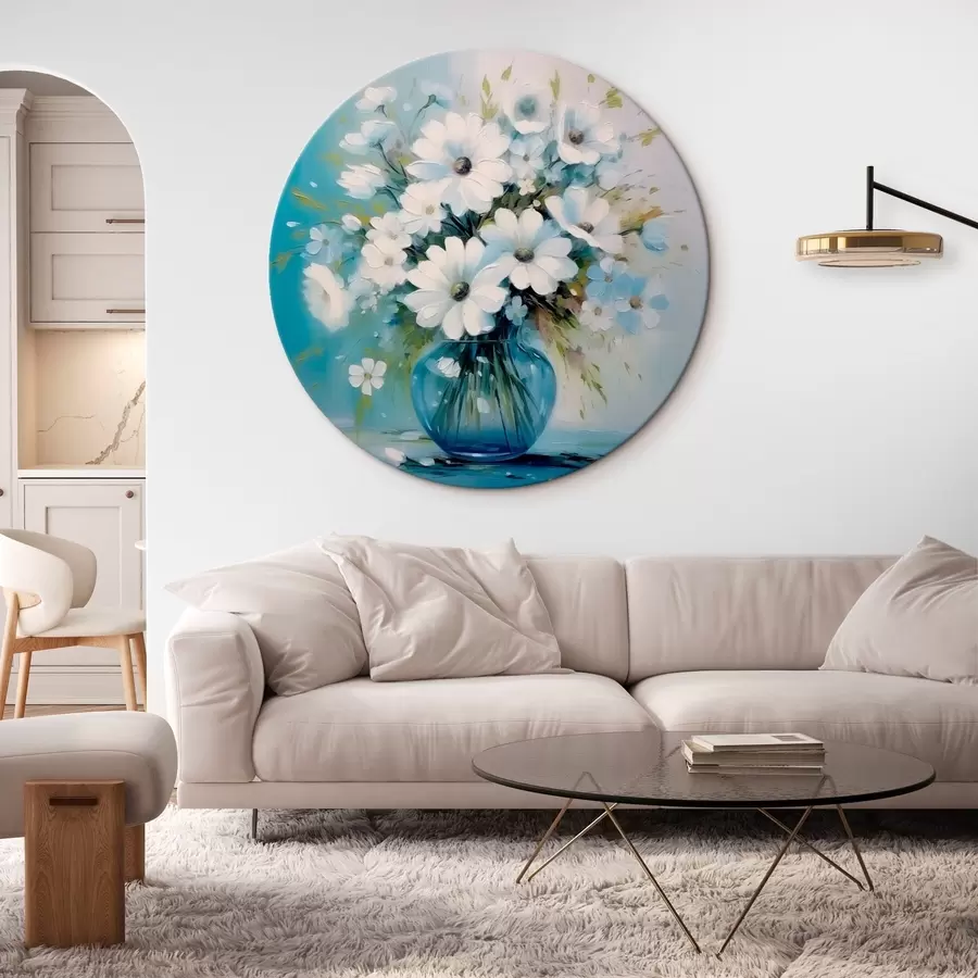 Glezna Margrietiņu pušķis zilā vāzē r45959