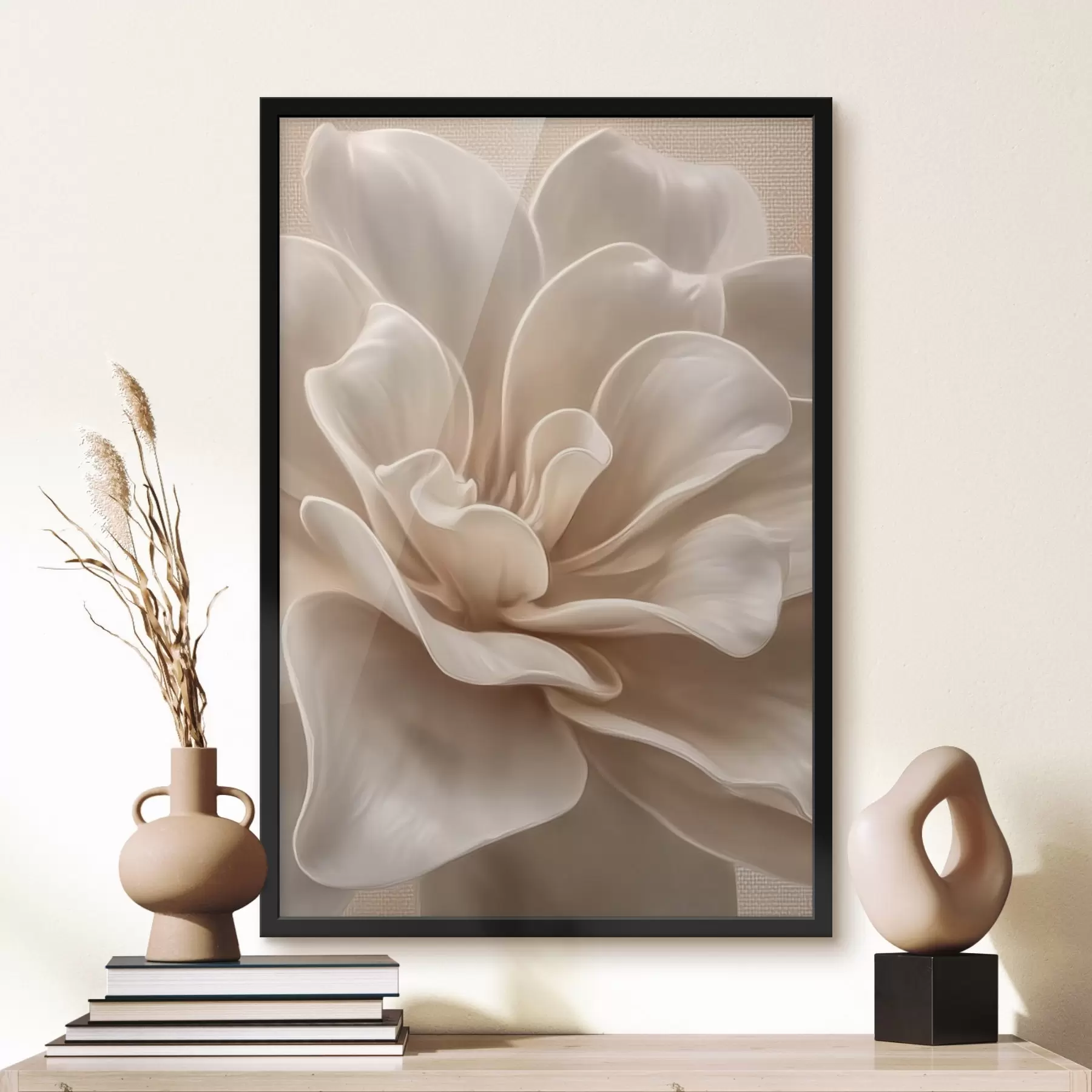 Fototapetes Liels krēmkrāsas zieds, mīksti ziedlapiņas makro f45874