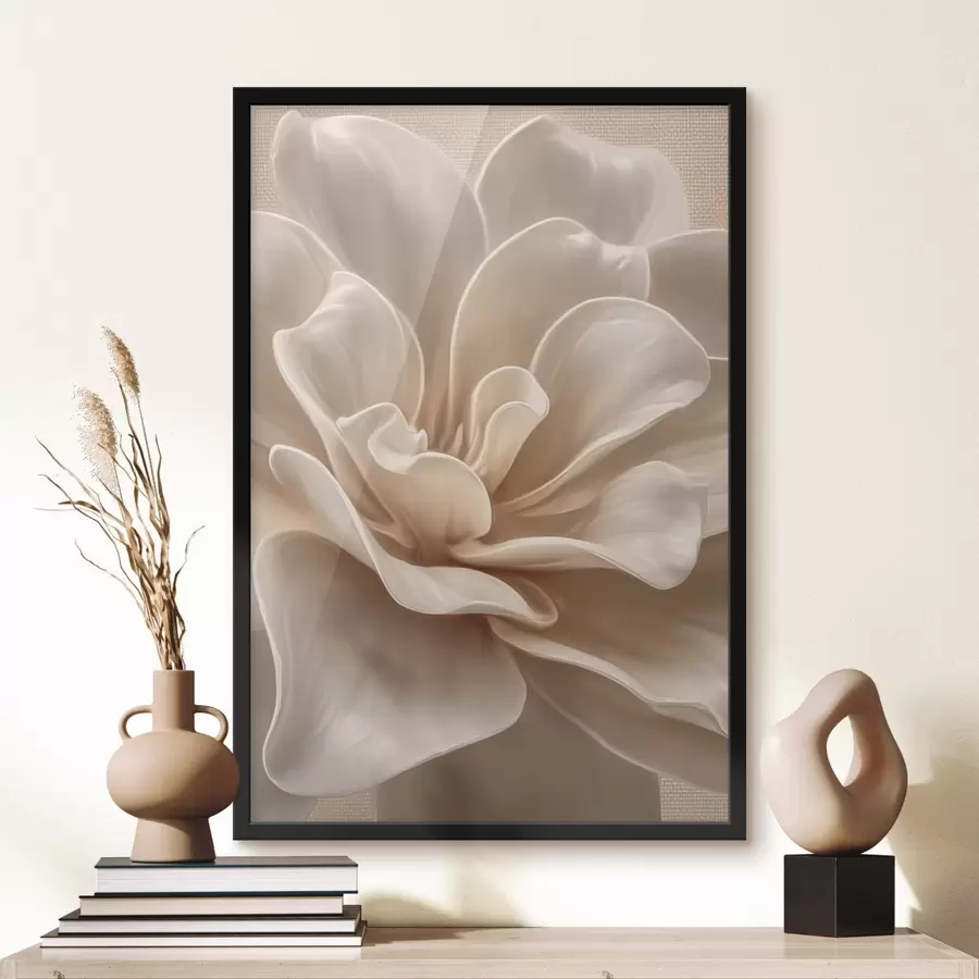 Fototapetes Liels krēmkrāsas zieds, mīksti ziedlapiņas makro f45874