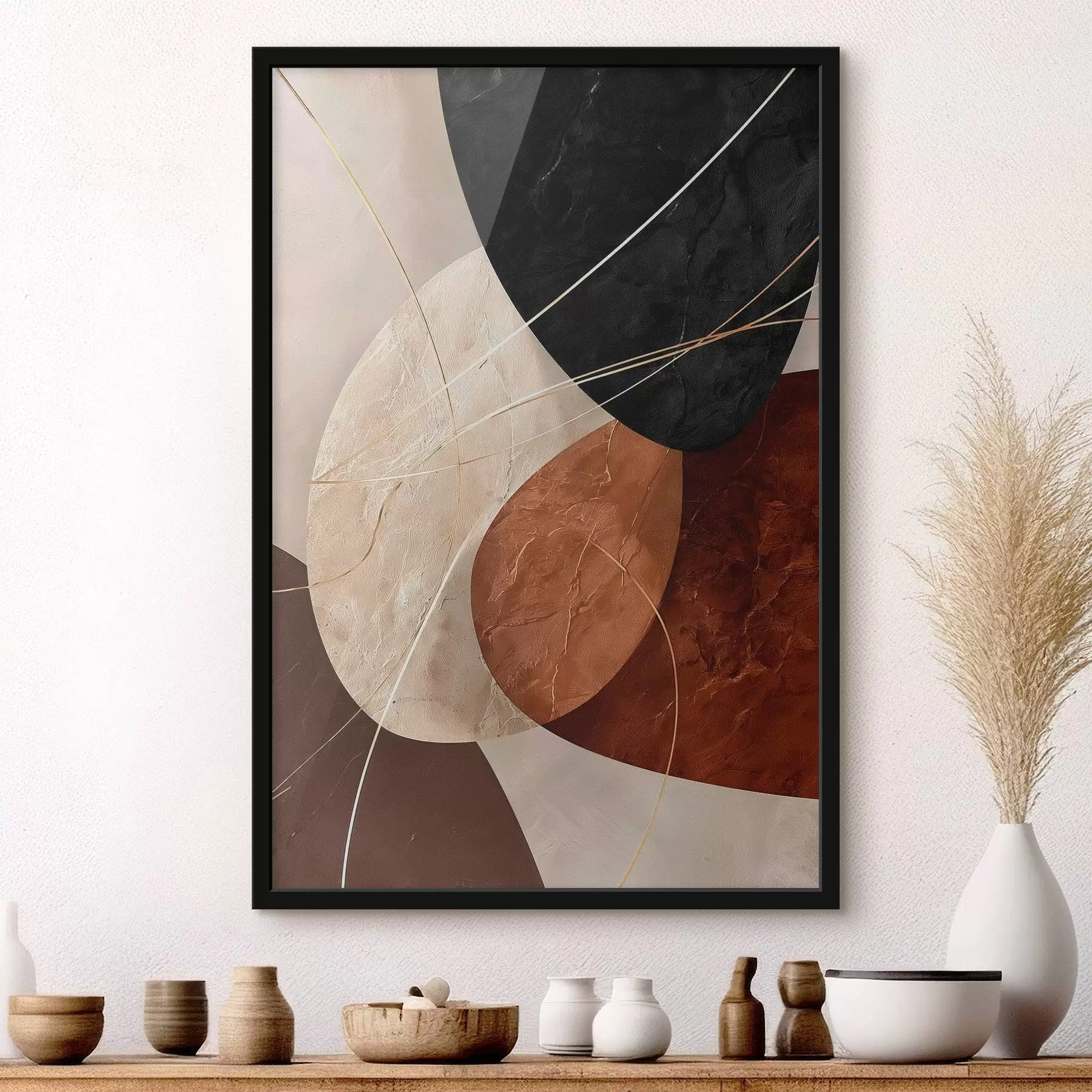 Fototapetes Ģeometriski ovāli smilškrāsas-karameles toņu paletē f45878