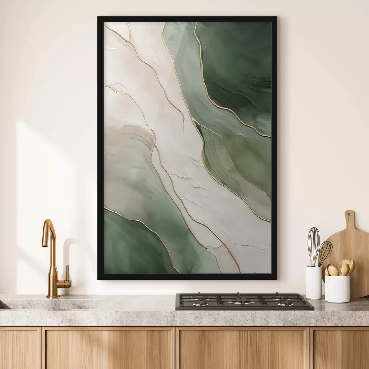 Plakāts Smaragda abstrakts motīvs ar smalkām dzeltenām līnijām f45888