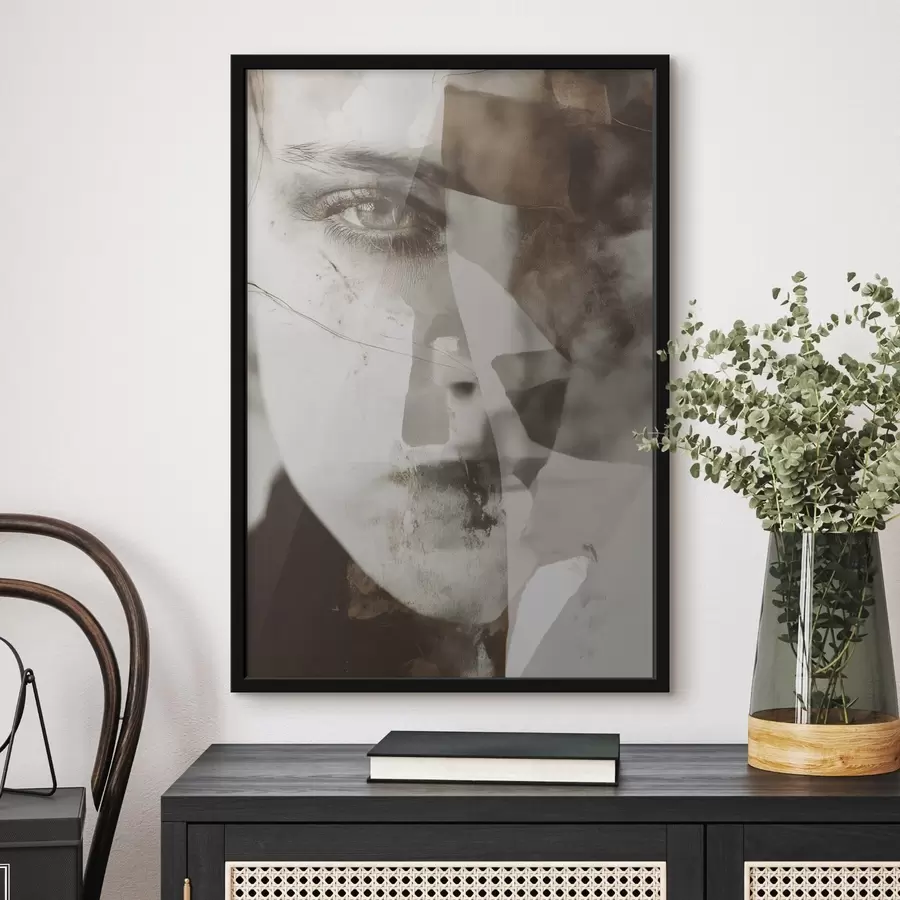 Fototapetes Abstrakts portrets sēpijas krāsā, tekstūras un plankumi f45897