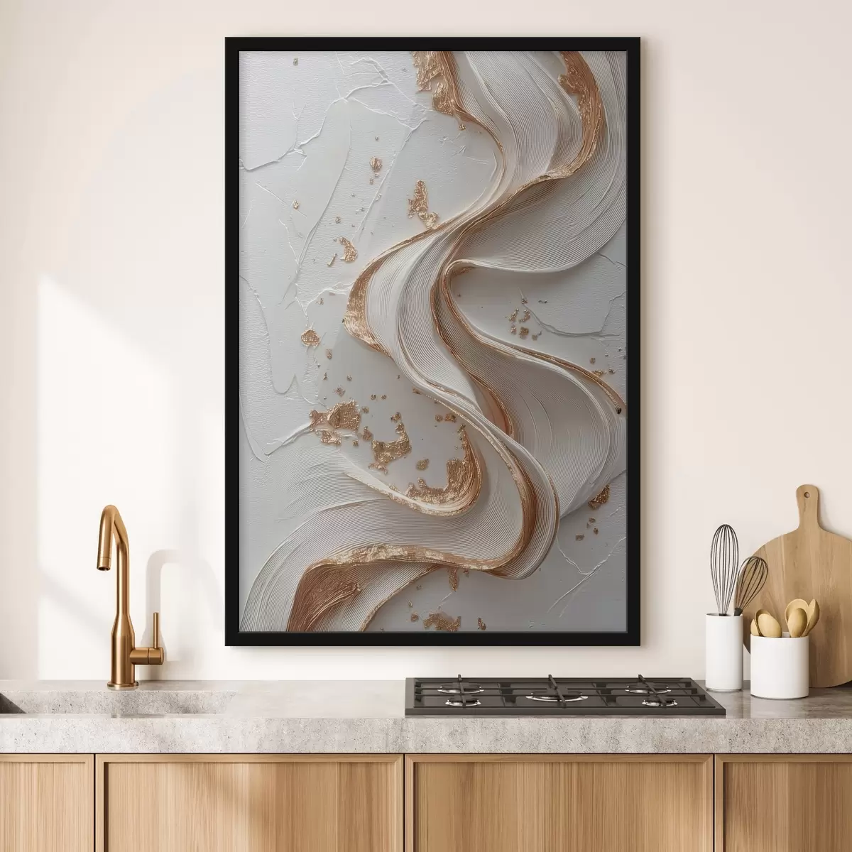 Plakāts Baltas un dzeltenas teksturētas līnijas ar metāliskiem akcentiem f45906