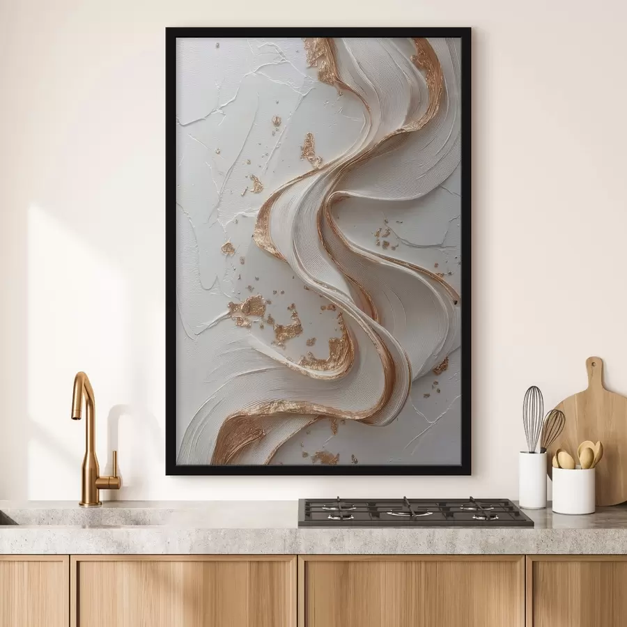 Fototapetes Baltas un dzeltenas teksturētas līnijas ar metāliskiem akcentiem f45906