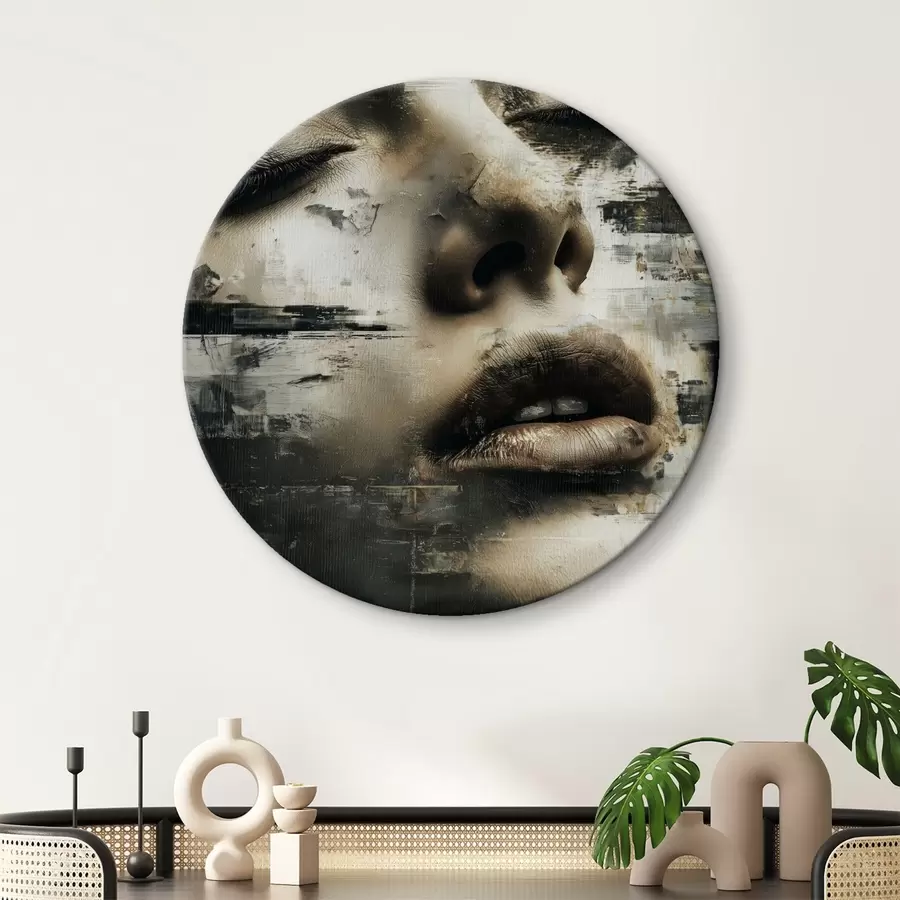 Glezna Abstrakts sievietes portrets ar glitch efektu un tekstūrām r45873