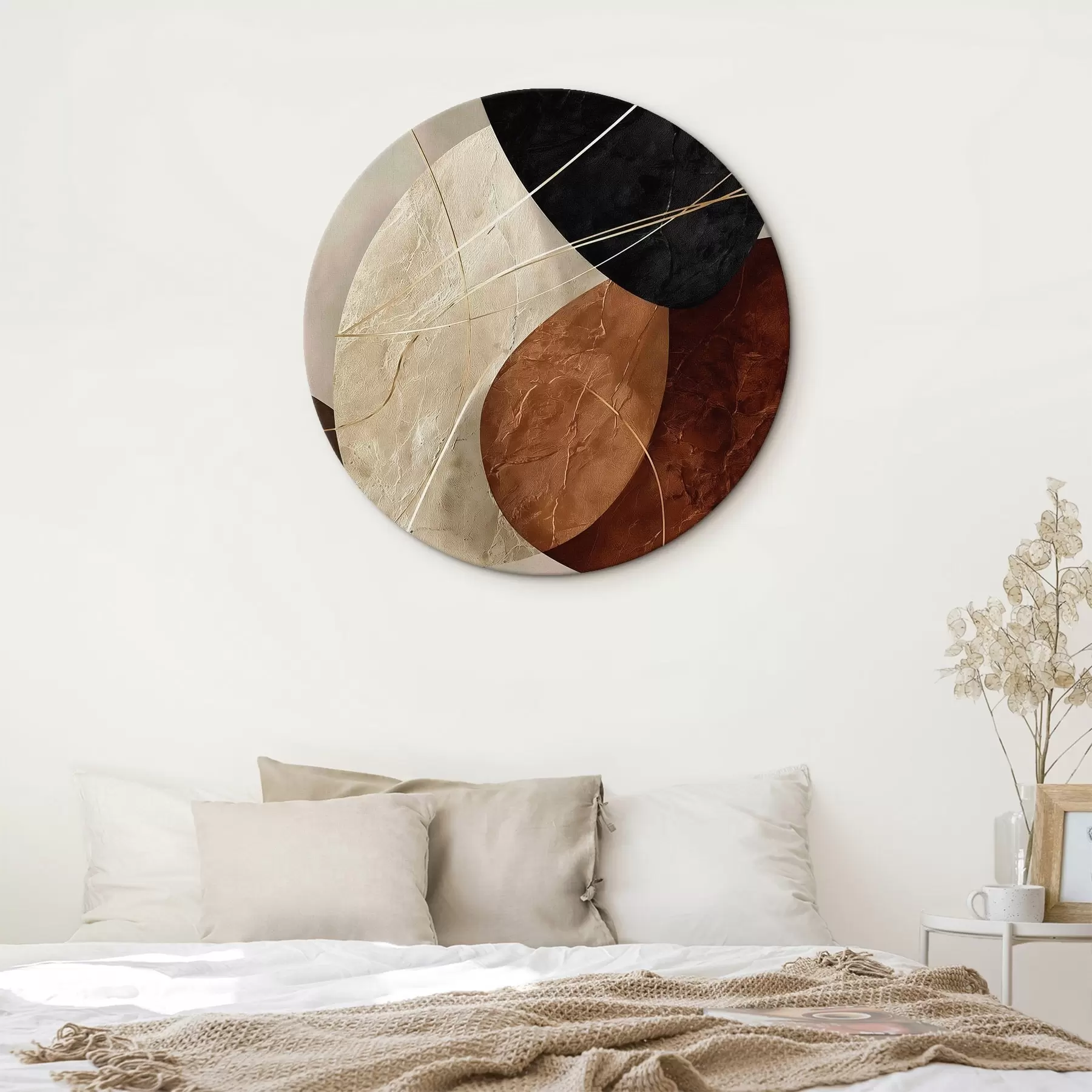 Glezna Ģeometriski ovāli smilškrāsas-karameles toņu paletē r45878