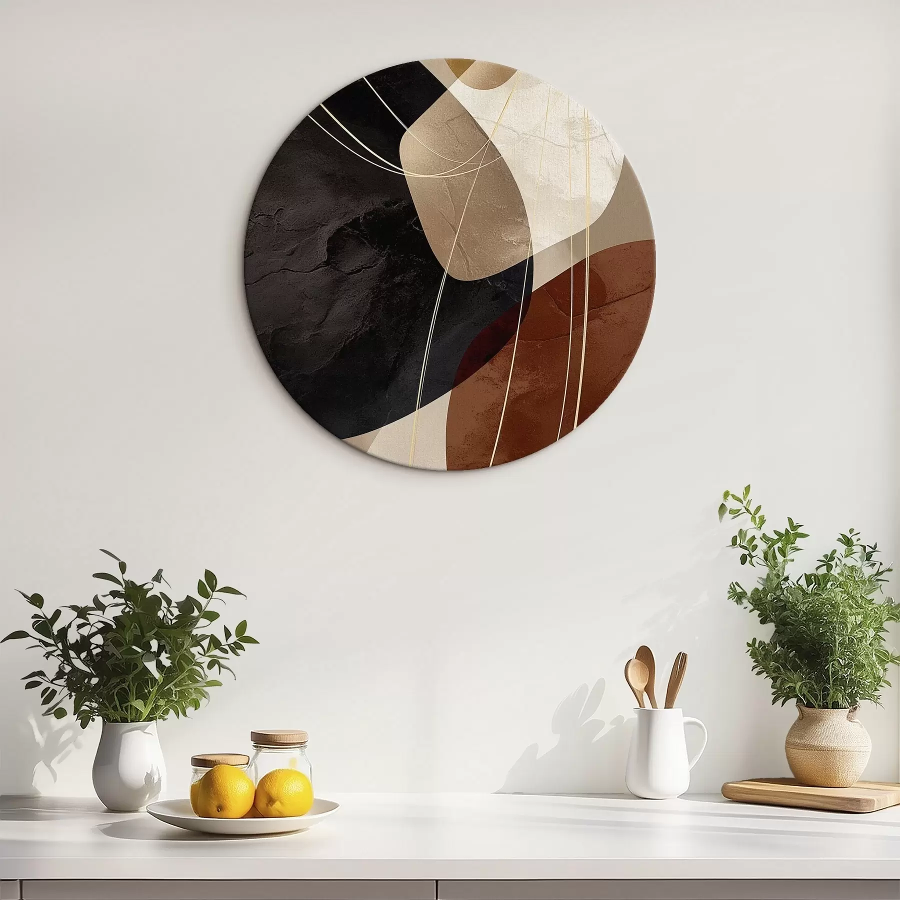 Glezna Ģeometriskas formas siltā krāsu gamā, smalkas līnijas r45879