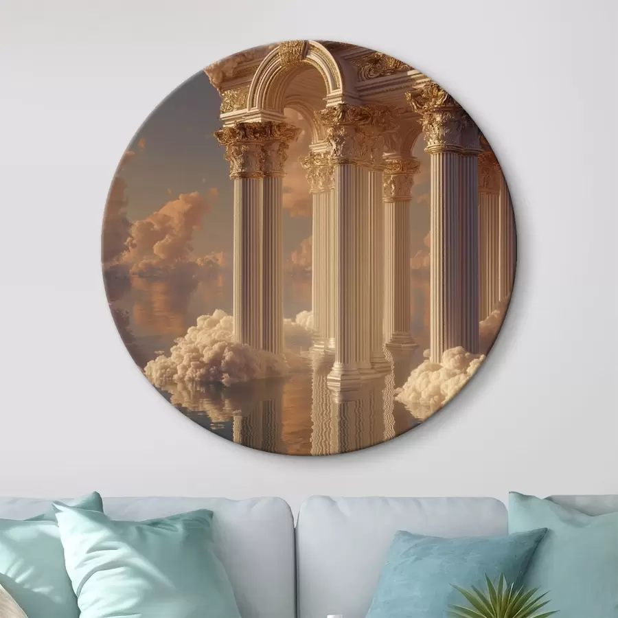 Glezna Kolonnas mākoņos, atspoguļojumi uz ūdens r45881