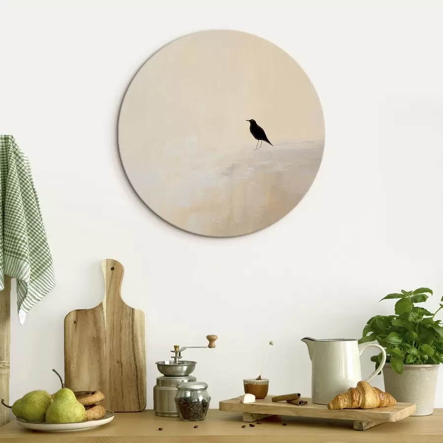 Glezna Vientuļš putns uz siltā smilškrāsas fona r45882