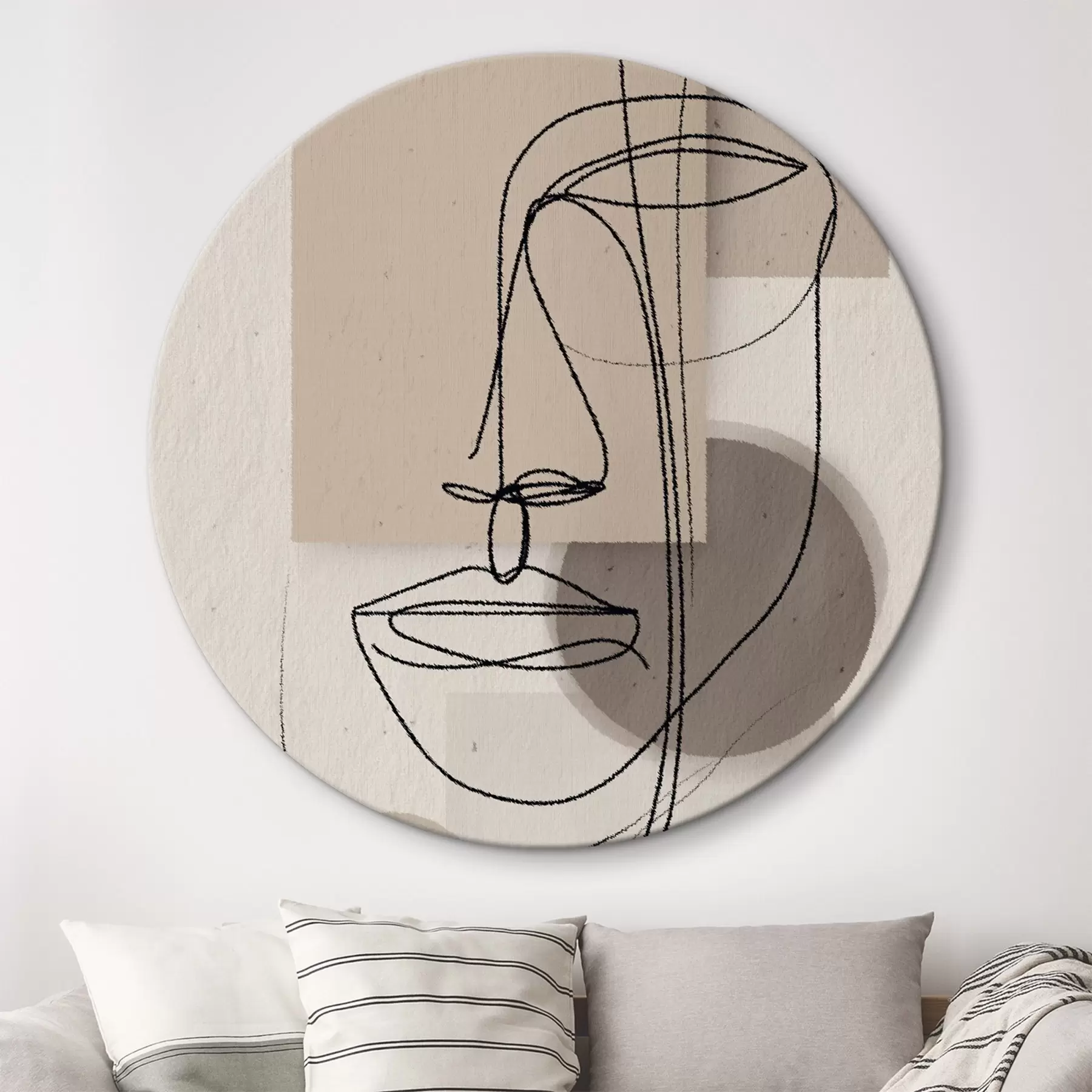 Glezna Līniju portrets uz smilškrāsas ģeometriskām figūrām r45886