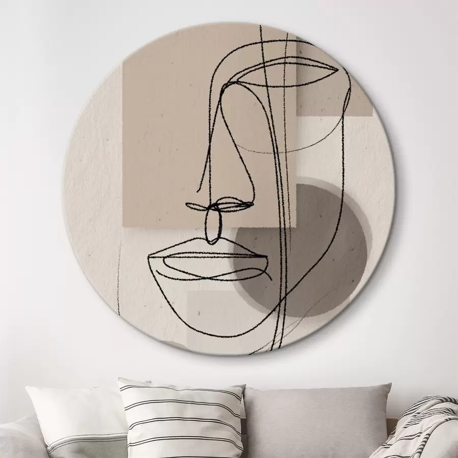 Glezna Līniju portrets uz smilškrāsas ģeometriskām figūrām r45886