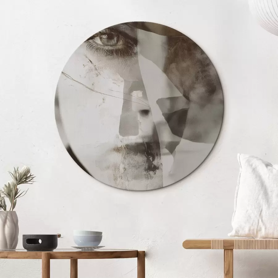 Glezna Abstrakts portrets sēpijas krāsā, tekstūras un plankumi r45897