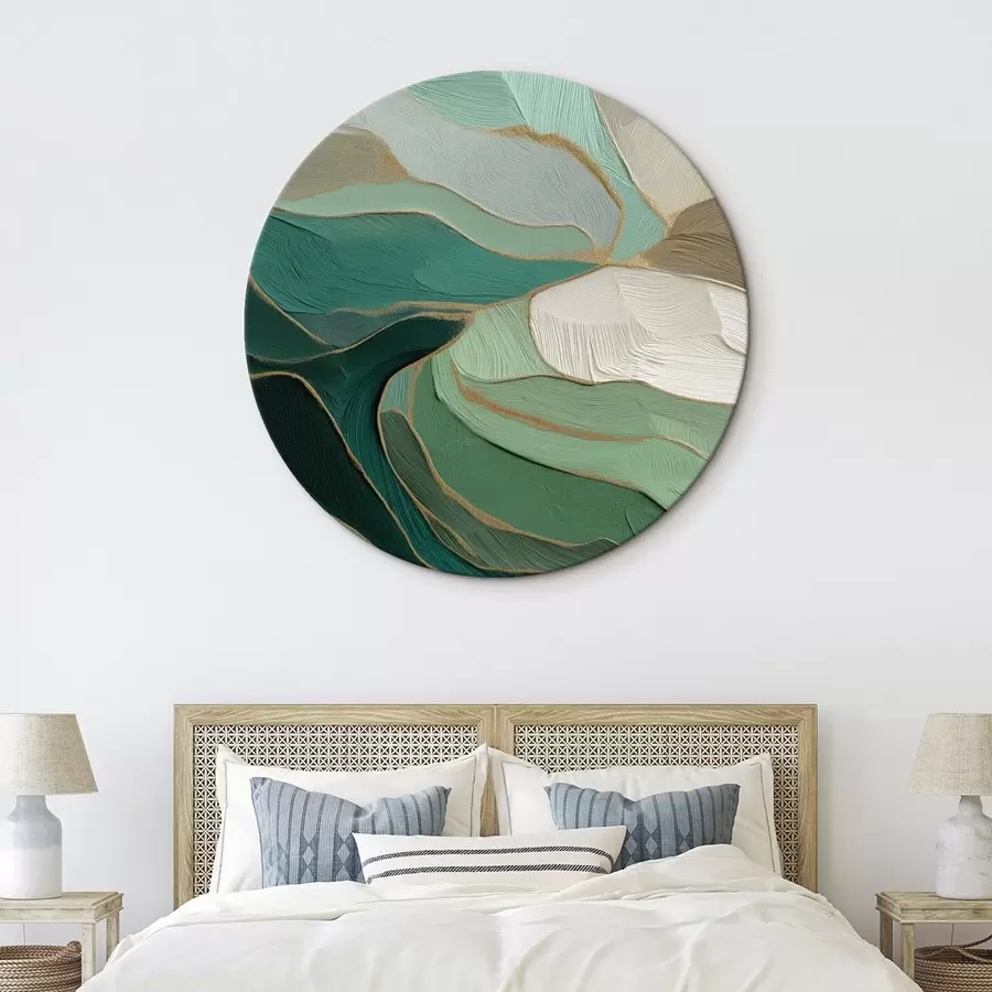 Glezna Salvijas zaļā abstrakcija ar dzeltenu kontūru r45901