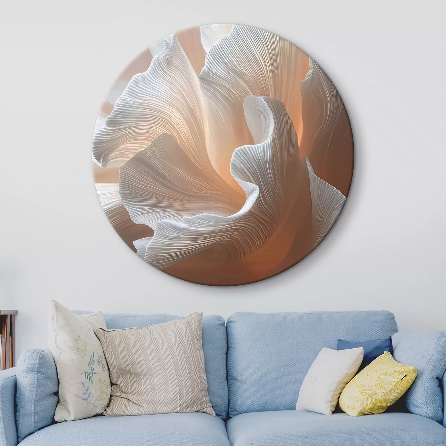 Glezna Gaisīgi balti ziedlapiņas ar siltu persiku mirdzumu r45909