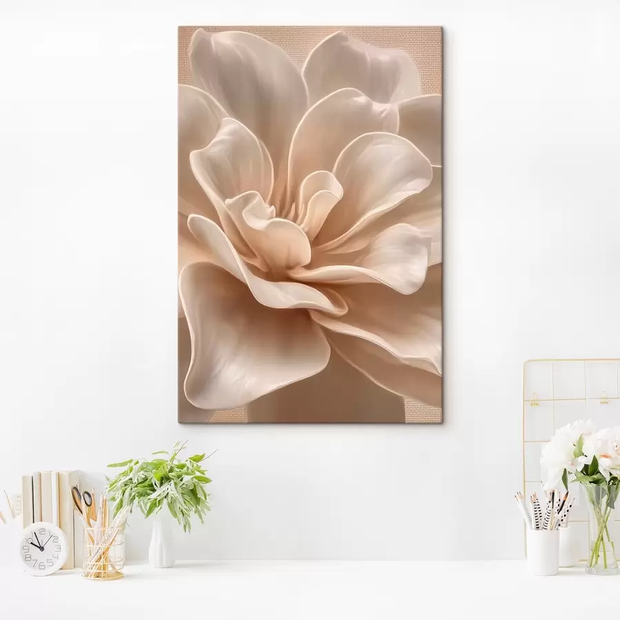 Glezna Liels krēmkrāsas zieds, mīksti ziedlapiņas makro s45874