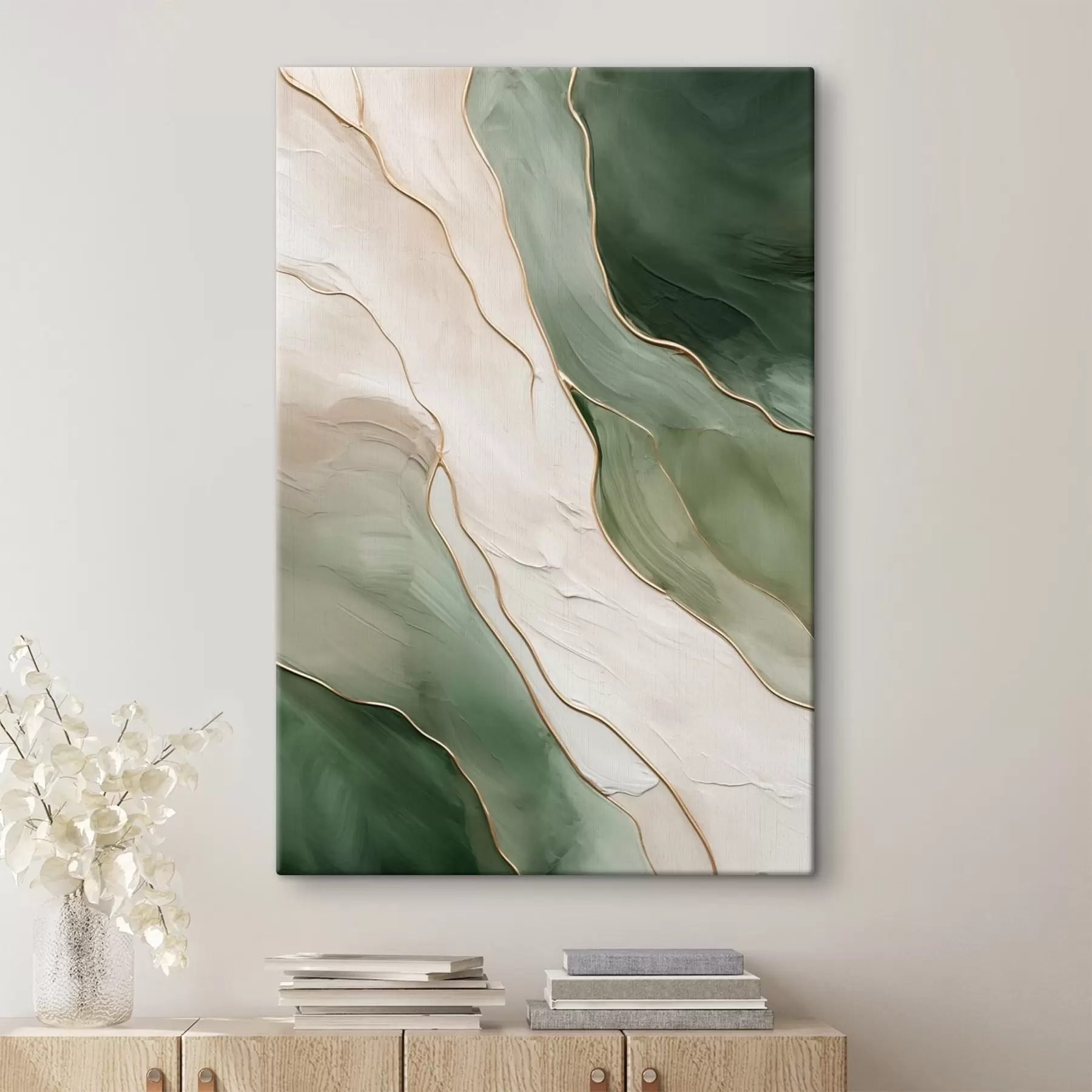 Glezna Smaragda abstrakts motīvs ar smalkām dzeltenām līnijām s45888