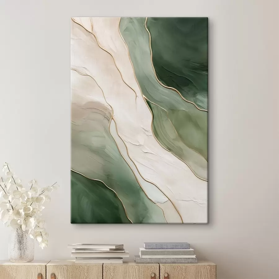 Glezna Smaragda abstrakts motīvs ar smalkām dzeltenām līnijām s45888