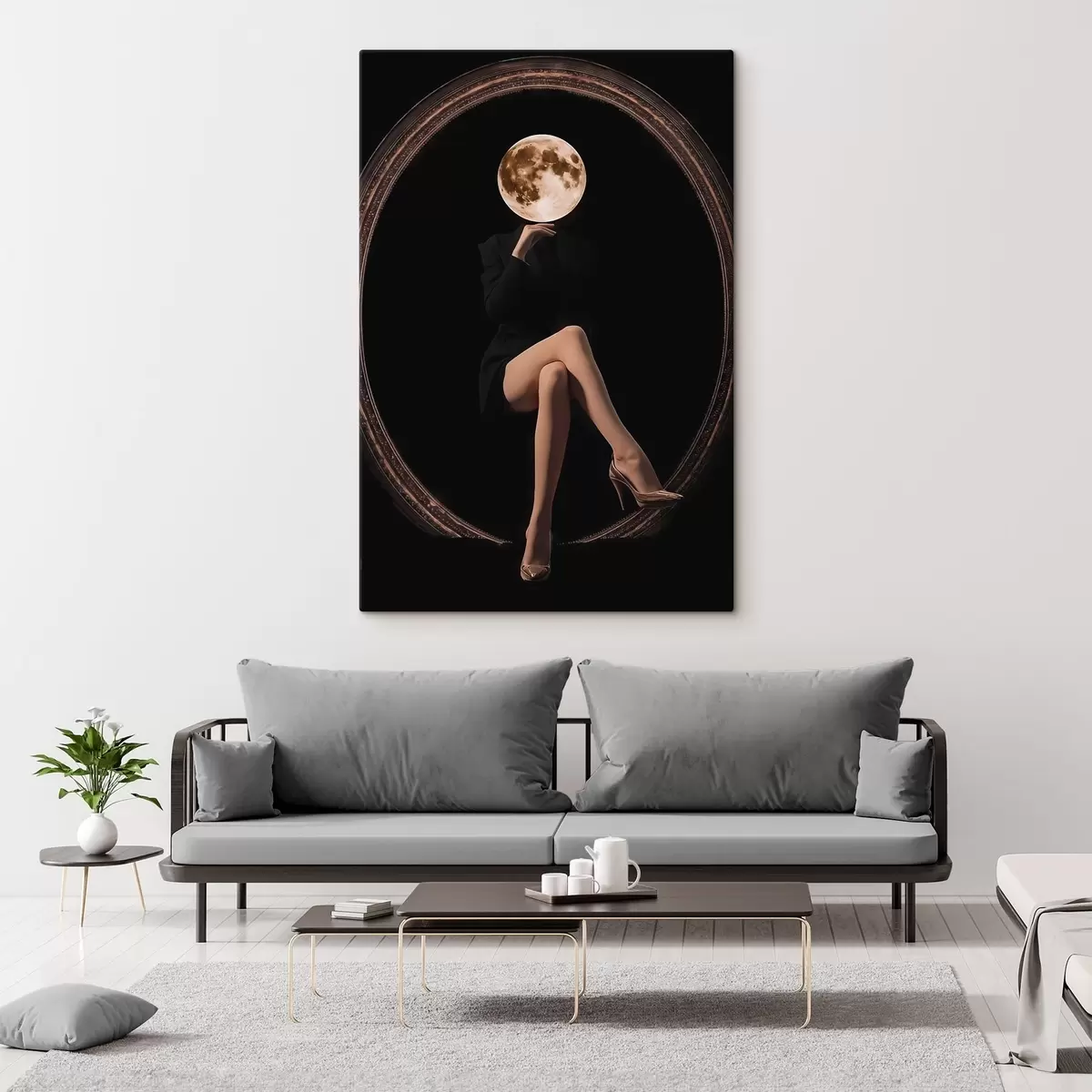 Glezna Siluets ar mēness seju, minimālisms s45891