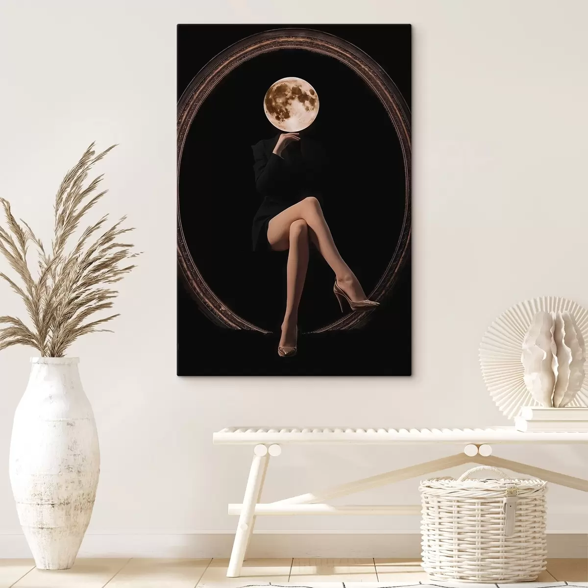 Glezna Siluets ar mēness seju, minimālisms s45891