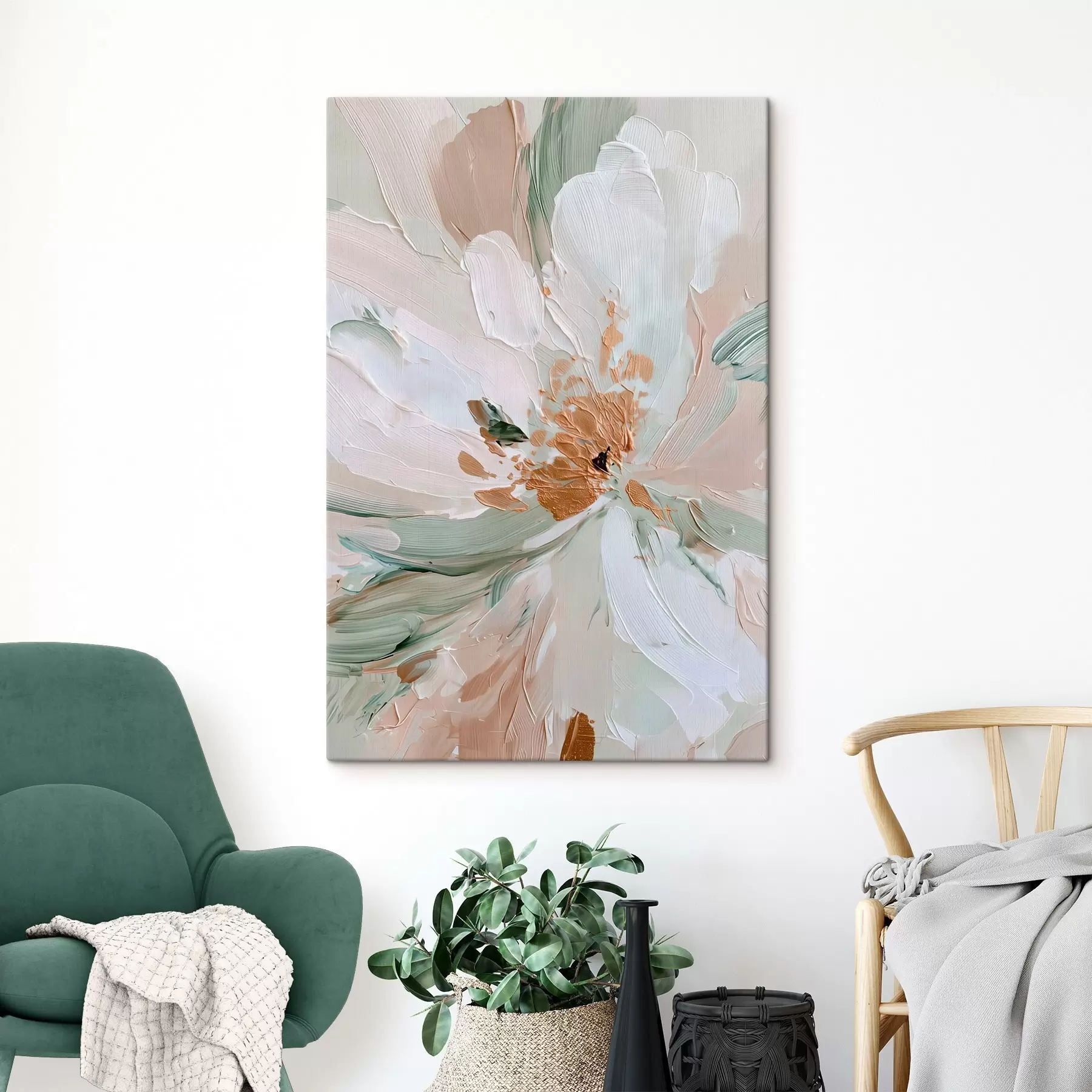 Glezna Pastelkrāsas impasto zieds ar dzelteniem akcentiem s45900