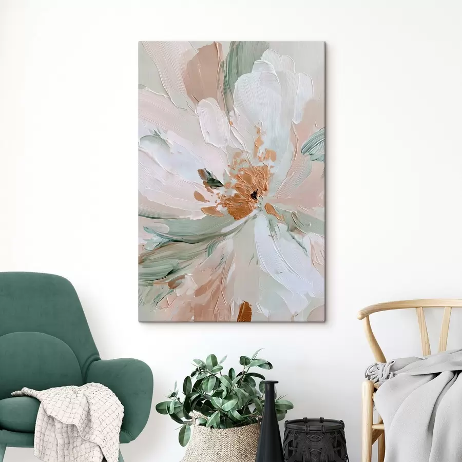 Glezna Pastelkrāsas impasto zieds ar dzelteniem akcentiem s45900