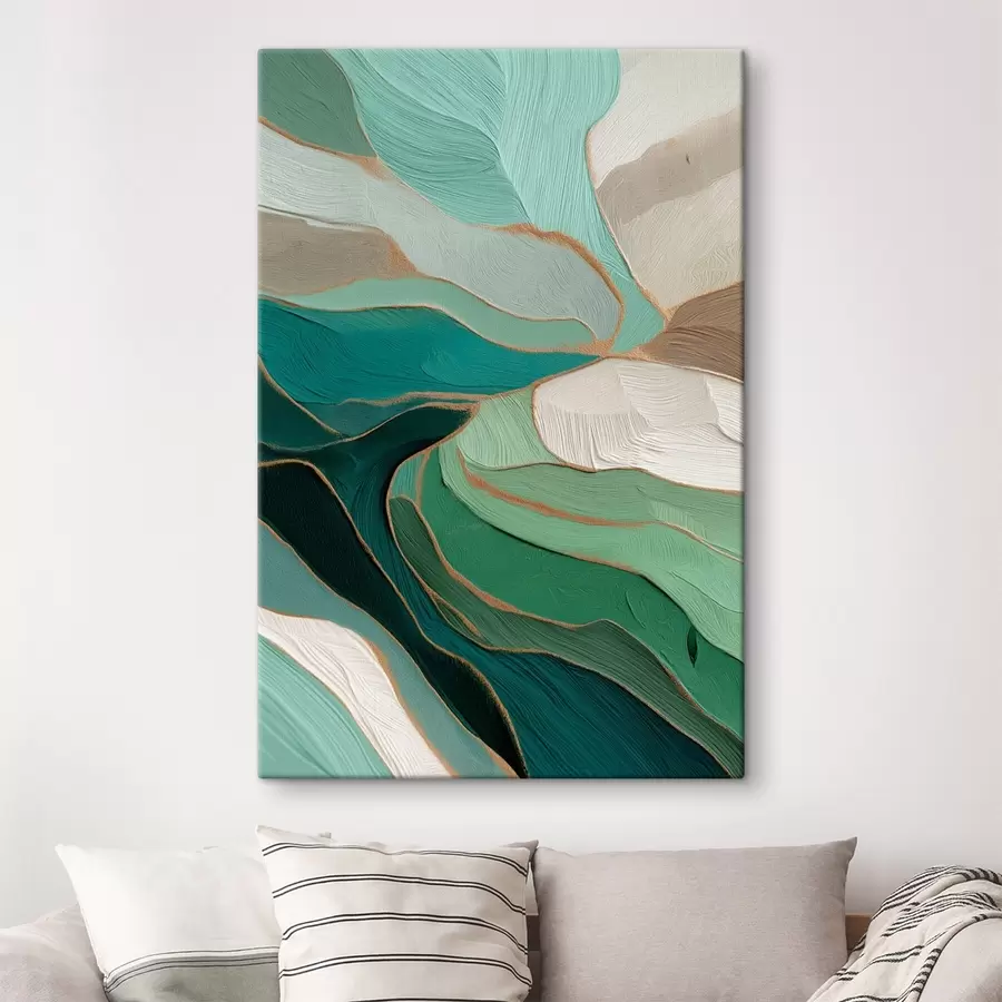 Glezna Salvijas zaļā abstrakcija ar dzeltenu kontūru s45901