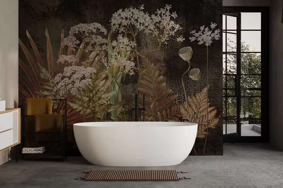 Fototapetes Herbārijs uz tumša fona w09323