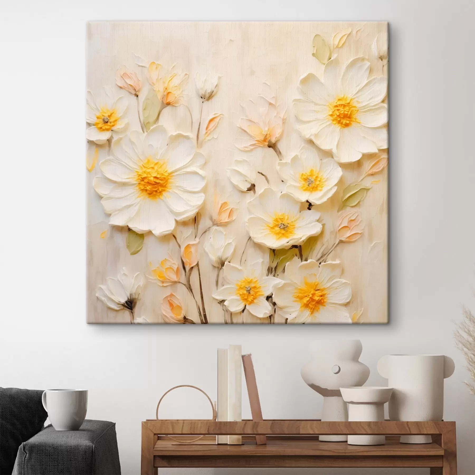 Glezna Ziedi pasteļtoņos eļļas gleznu stilā s45742