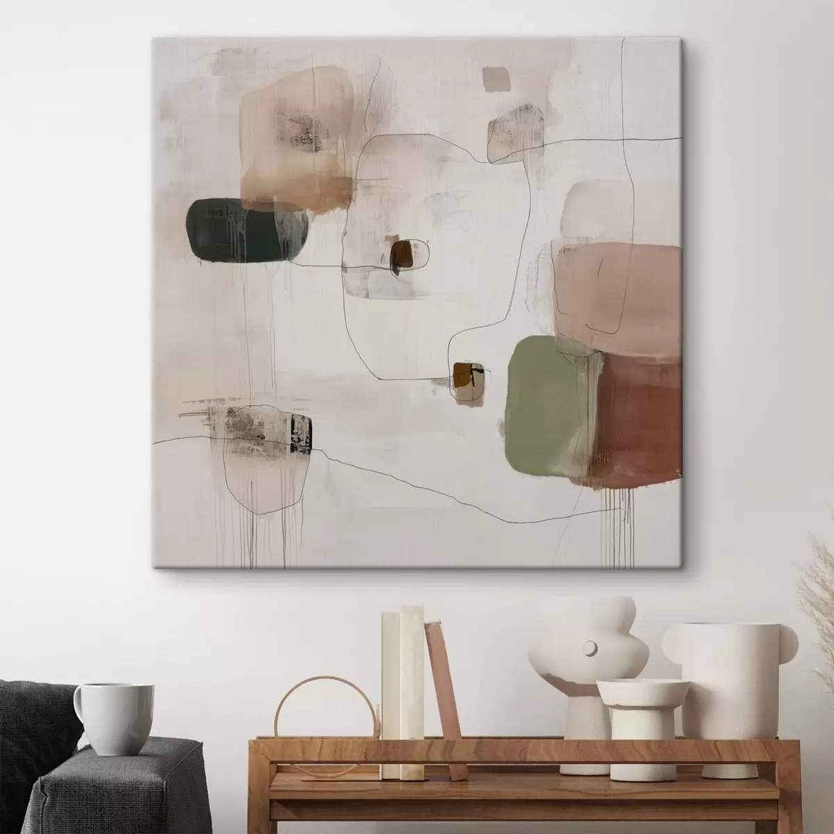 Glezna Abstrakts minimālisms siltos toņos s45860