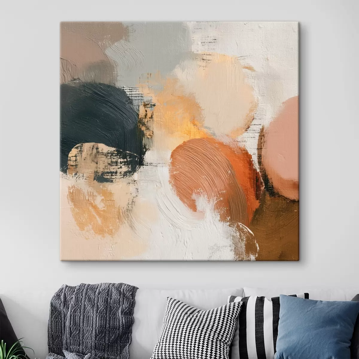 Glezna Teksturēta abstrakcija ar smilškrāsas un pelēkā toņos s45863