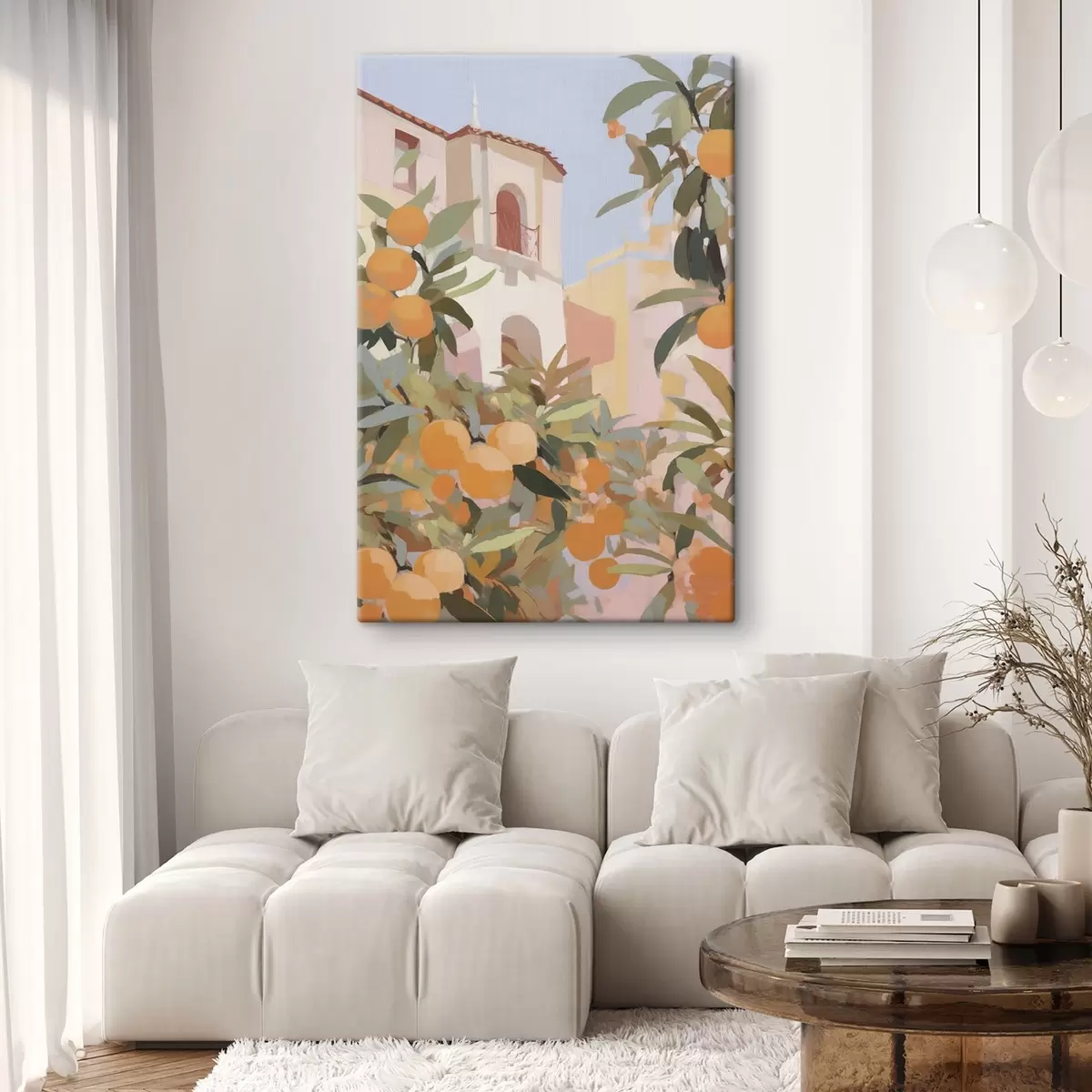 Glezna Apelsīni uz zara pie mājas s46060