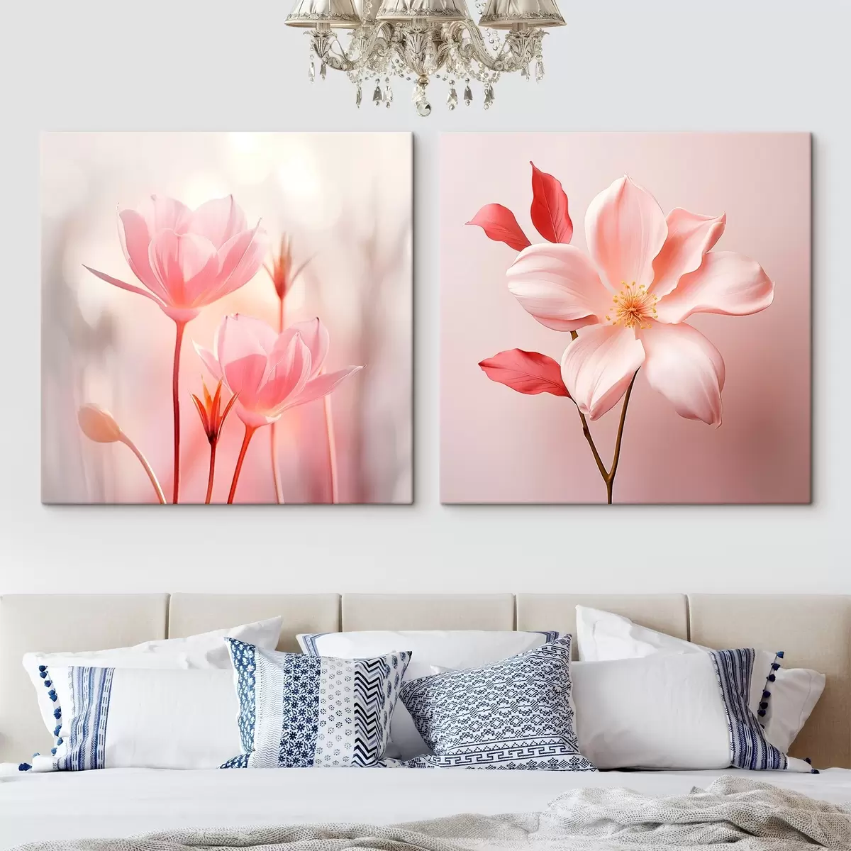 Glezna Rozā ziedu kompozīcija modernā stilā m00708