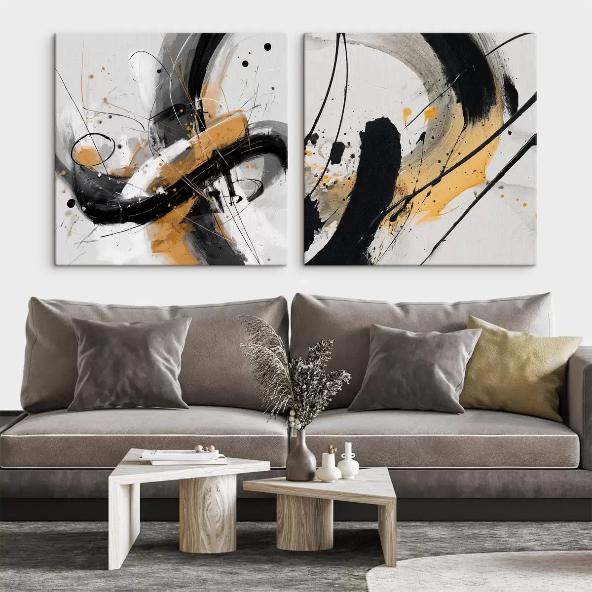 Glezna Izteiksme dzeltenos un melnos toņos m00739