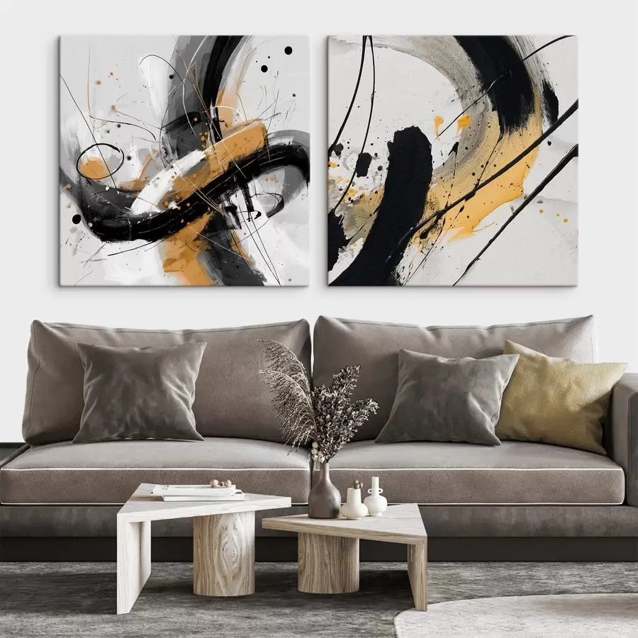 Glezna Izteiksme dzeltenos un melnos toņos m00739