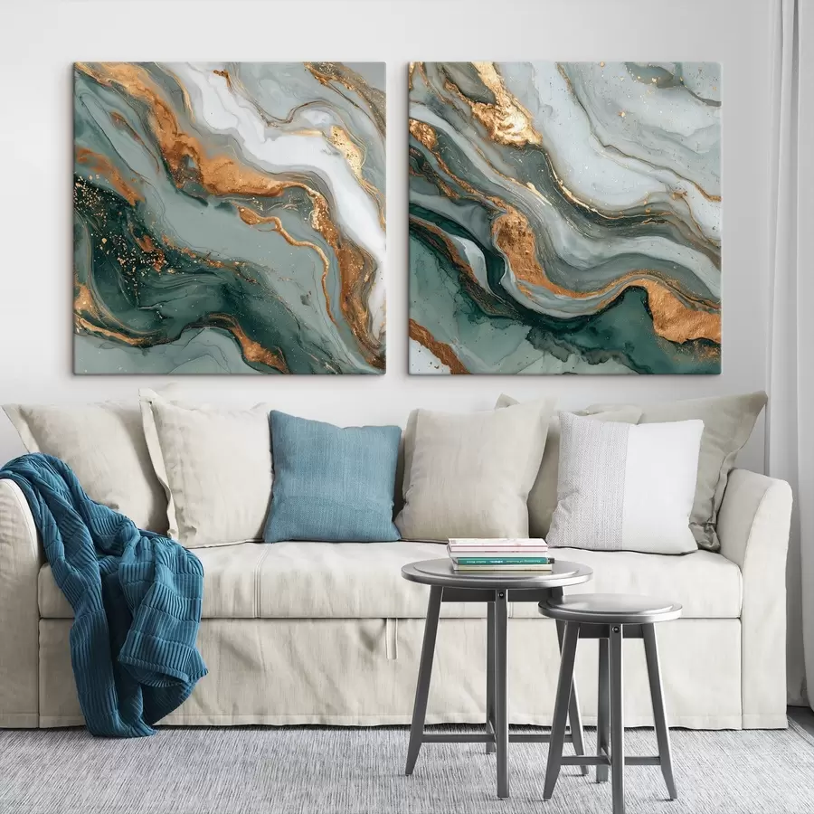 Glezna Marmora tekstūra pelēkā un tirkīza toņos m00744