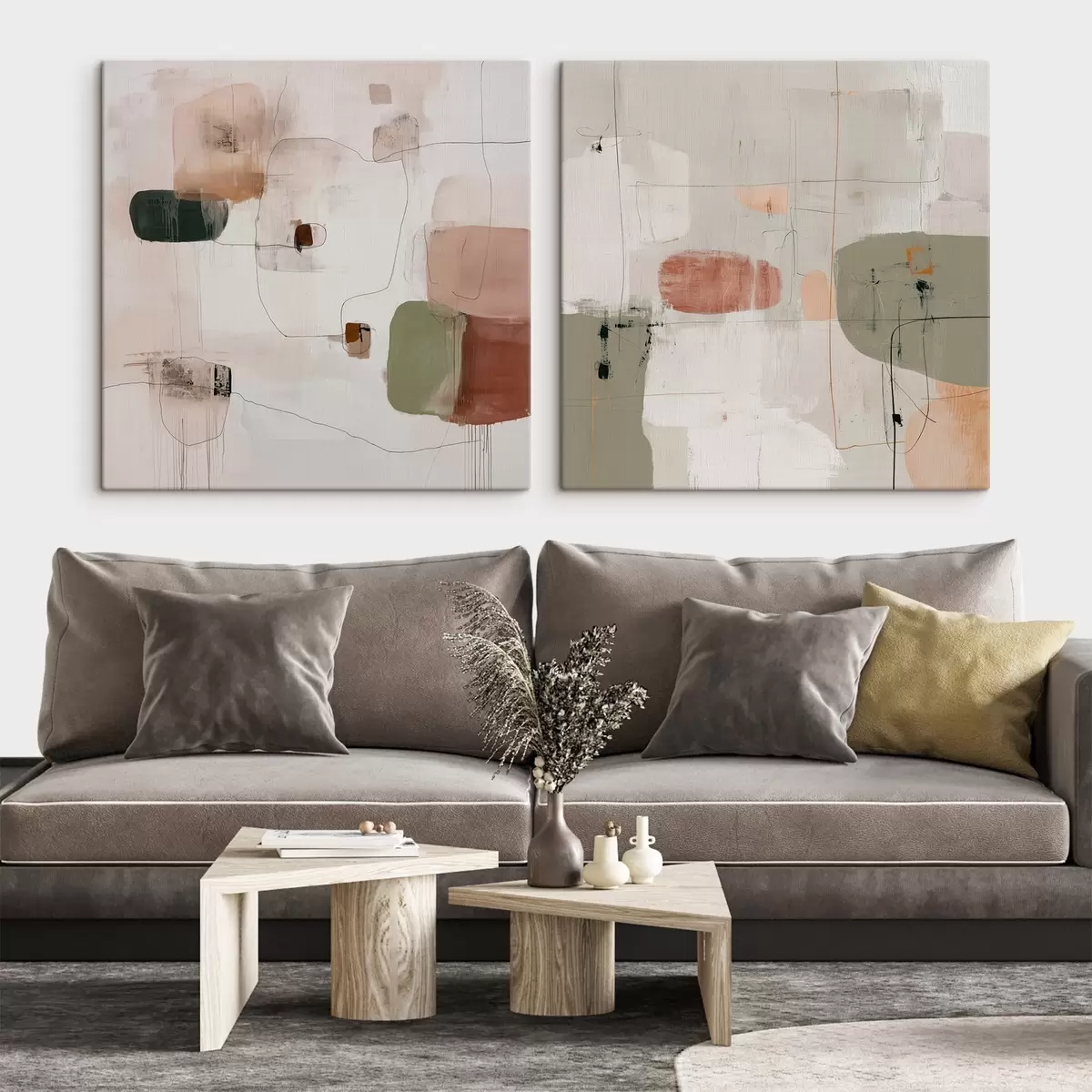 Glezna Pastelkrāsu kompozīcija neitrālos toņos m00745