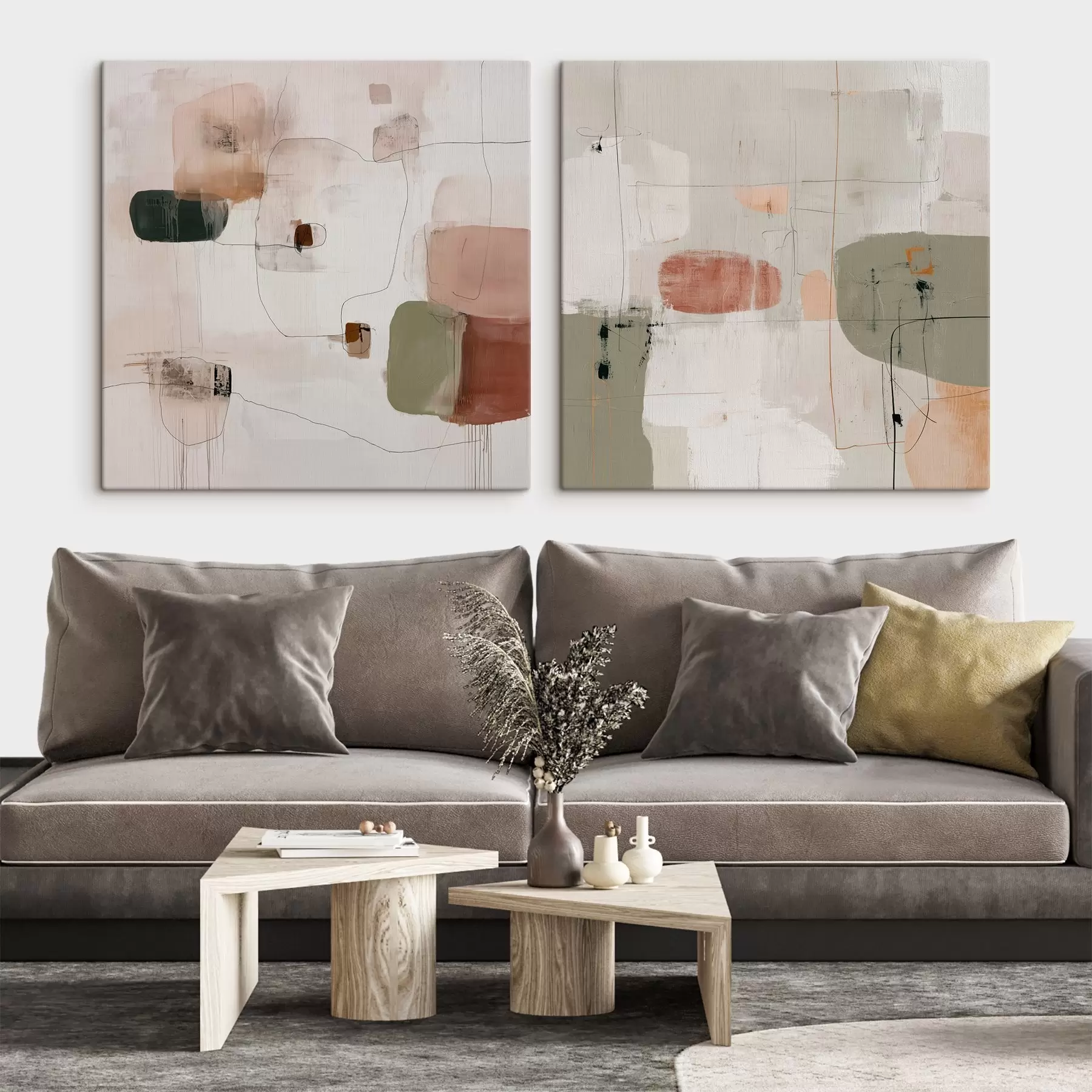 Glezna Pastelkrāsu kompozīcija neitrālos toņos m00745