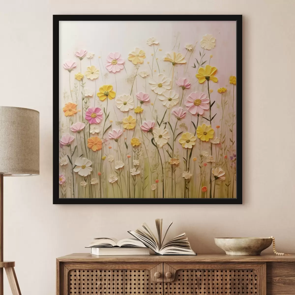 Plakāts Ziedu lauks eļļas glezna stilā f45739