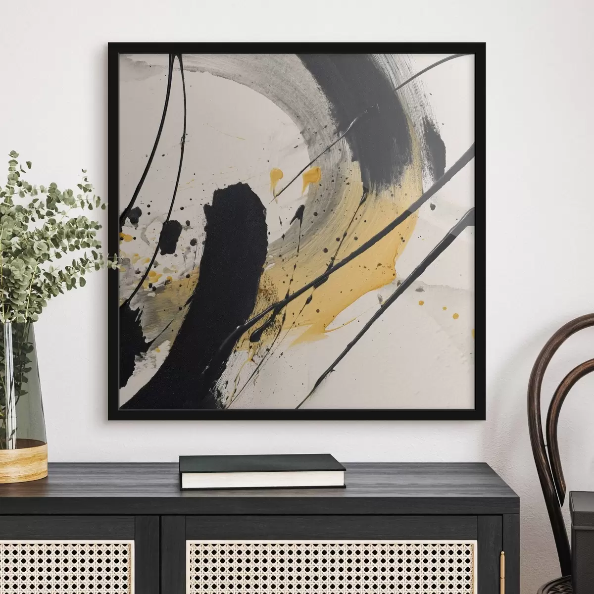 Plakāts Melna un dzeltena izpausme glezniecības stilā f45847