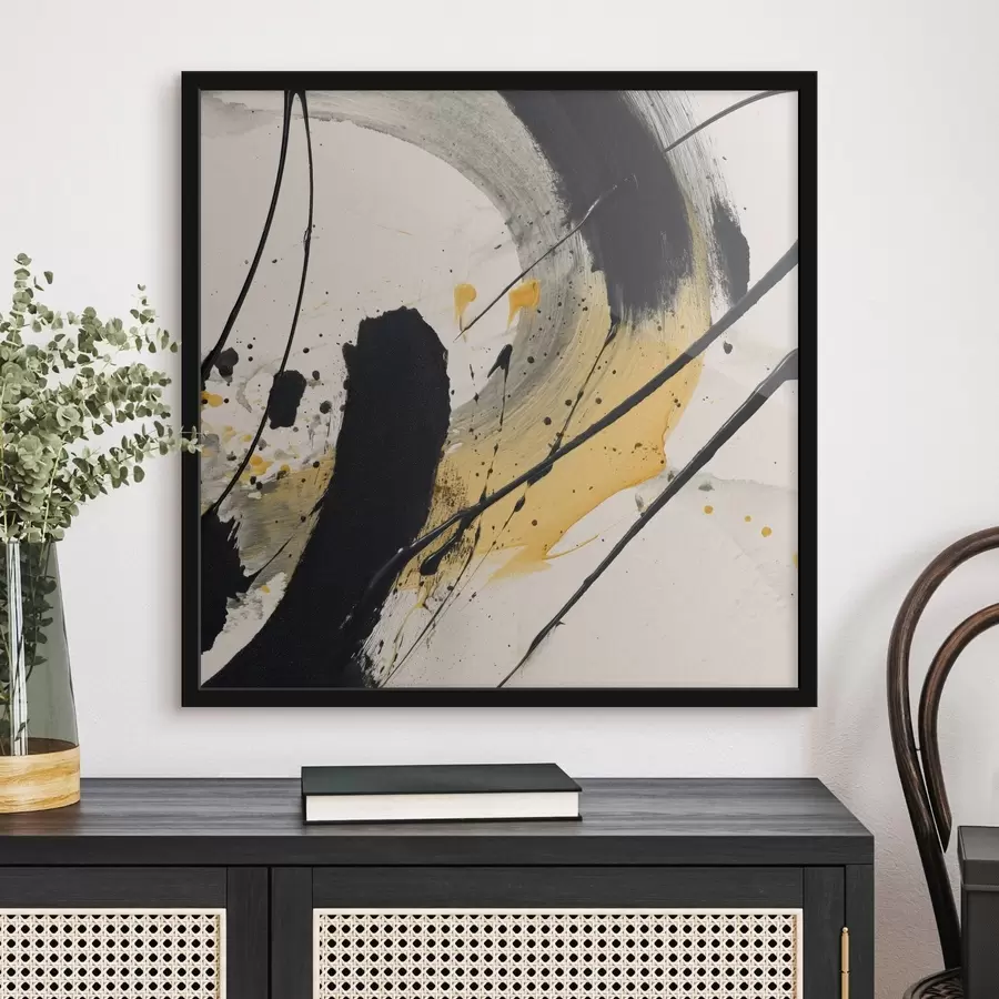 Fototapetes Melna un dzeltena izpausme glezniecības stilā f45847