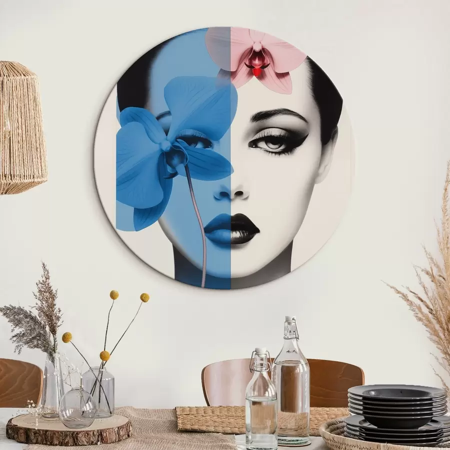 Glezna Abstrakts mākslas portrets sievietei ar orhidejām r45924