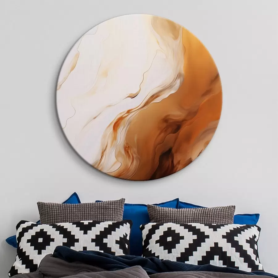 Glezna Abstraktā glezniecība ar balto un oranžo krāsu imitāciju, plūstoša māksla ar viļņotām līnijām, modernā māksla r45939