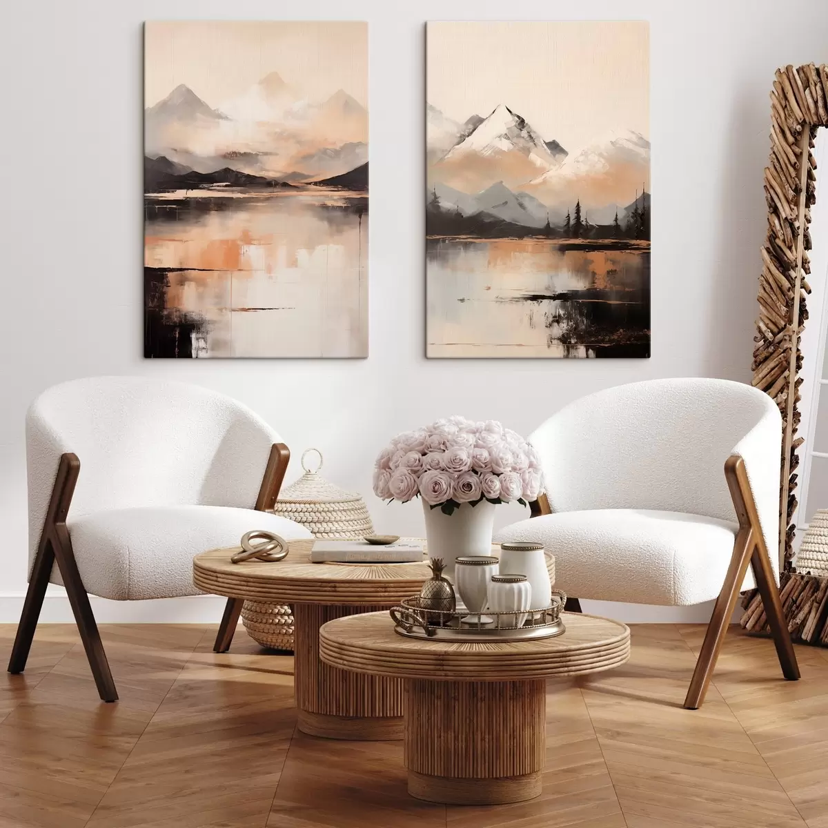 Glezna Ainavas teksturēta glezna, kas imitē kalnus un ezeru m00831