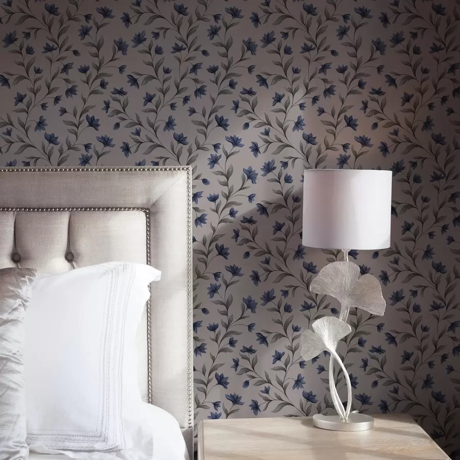 Fototapetes Zilās zvaniņas uz pūderrozā fona a00622v2