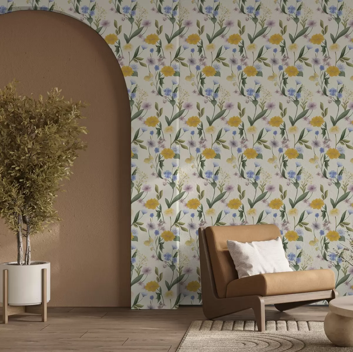 Tapetes Maigs savvaļas ziedu maisījums pasteļtoņos a00624