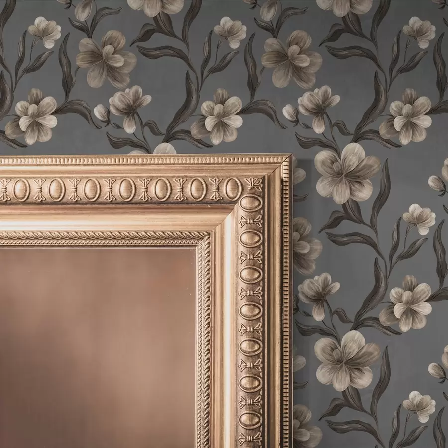 Fototapetes Bēša krāsas ziedi uz grafīta pelēka fona a00626v4