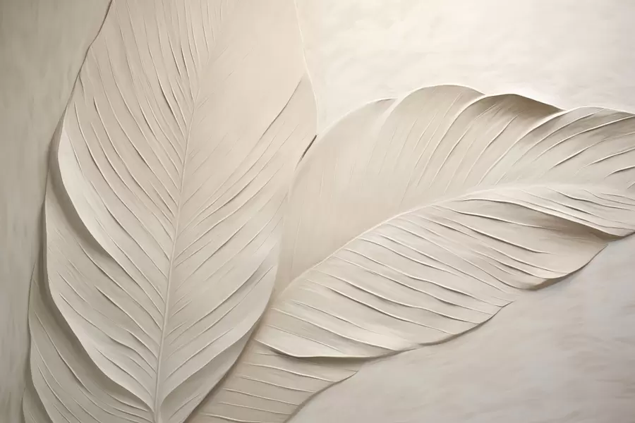 Fototapetes Reljefas smilškrāsas lapas ar maigām ēnām w04614