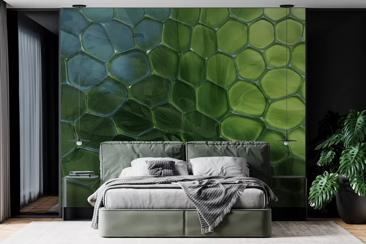 Fototapetes Lapas caur stikla šūnu struktūru w04667