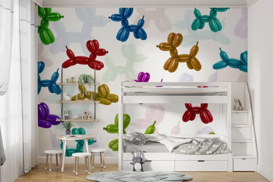 Fototapetes No bumbiņām veidoti krāsoti suņi w04676