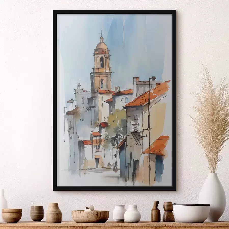 Fototapetes Pilsētas ainavas imitācija akvareļos f46120